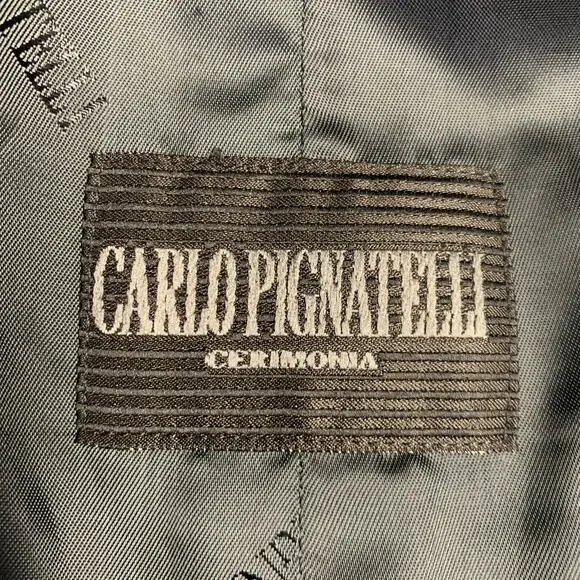 CARLO PIGNATELLI Size 44 Navy Embroidery Acetate Wool Vest